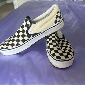 Barely worn checkered slip on vans, super great condition.